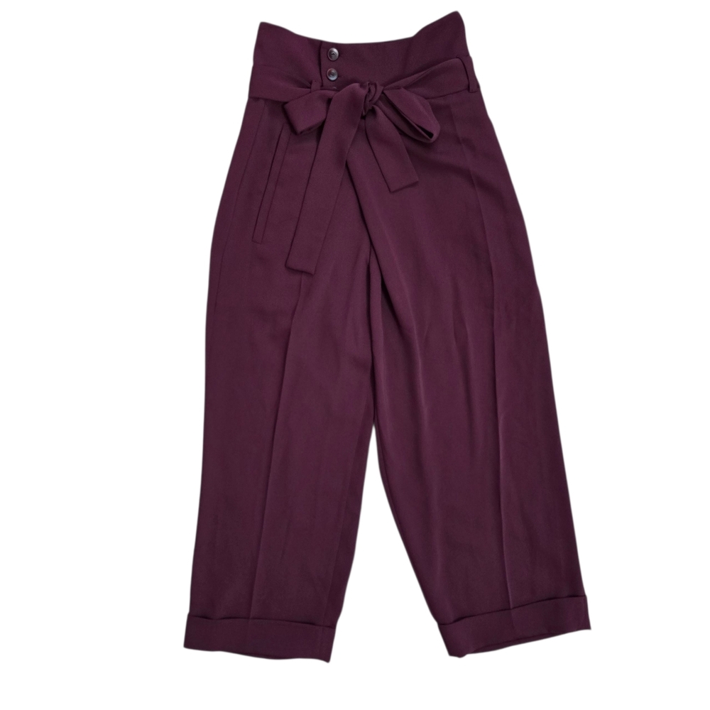 NWT Liviana Conti Elegant Women's High-Waisted Trousers Tie Purple 4